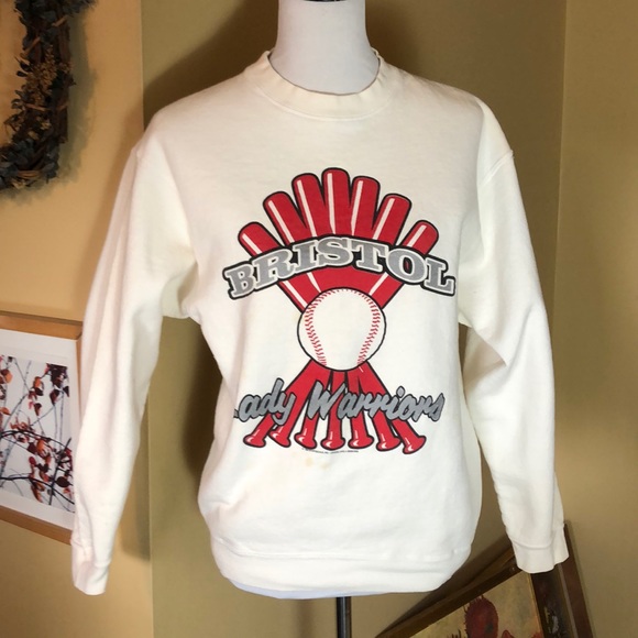 VINTAGE Bristol Lady Warriors size Medium Sweatshirt Graphic SOFTBALL Ladies - Picture 2 of 11